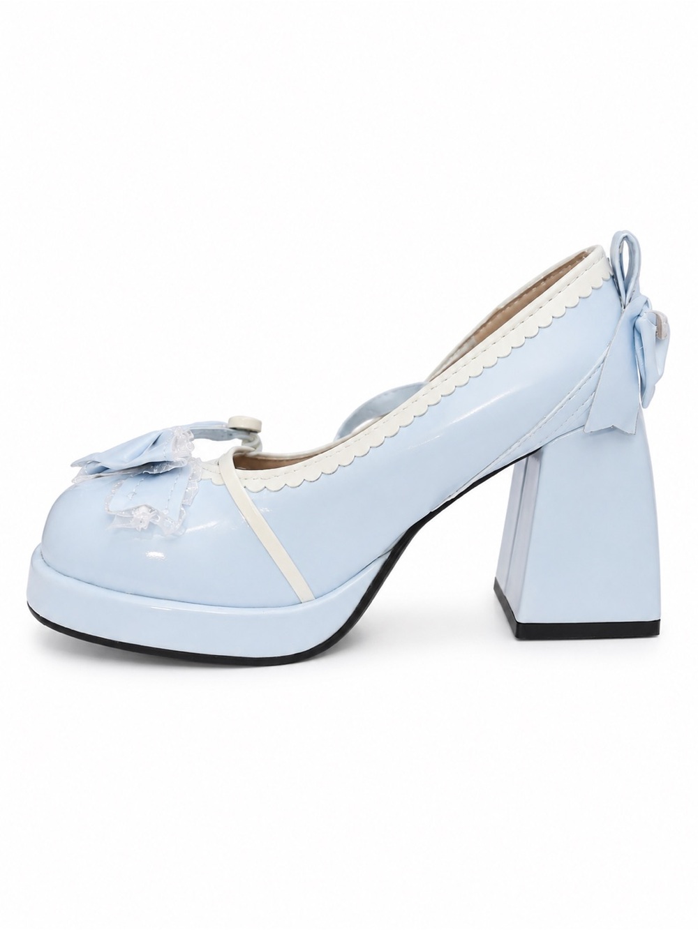 Light Blue Women's Block Heel Mary Jane Pumps